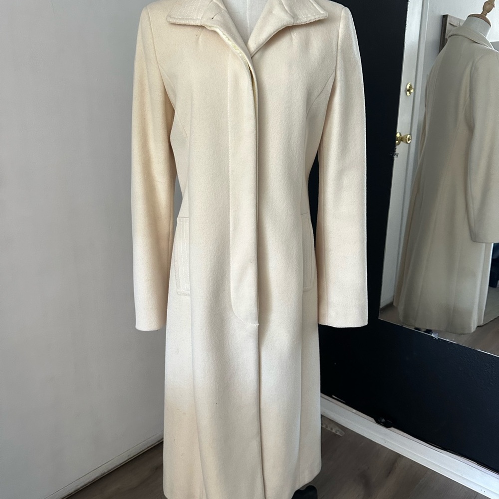 United Colors Of Benetton Cream Trench Coat with Notched Lapel